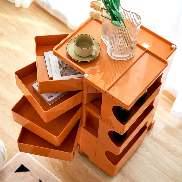 Bedside Table Side Tables Nightstand Organizer Replica Boby Trolley 5Tier Orange