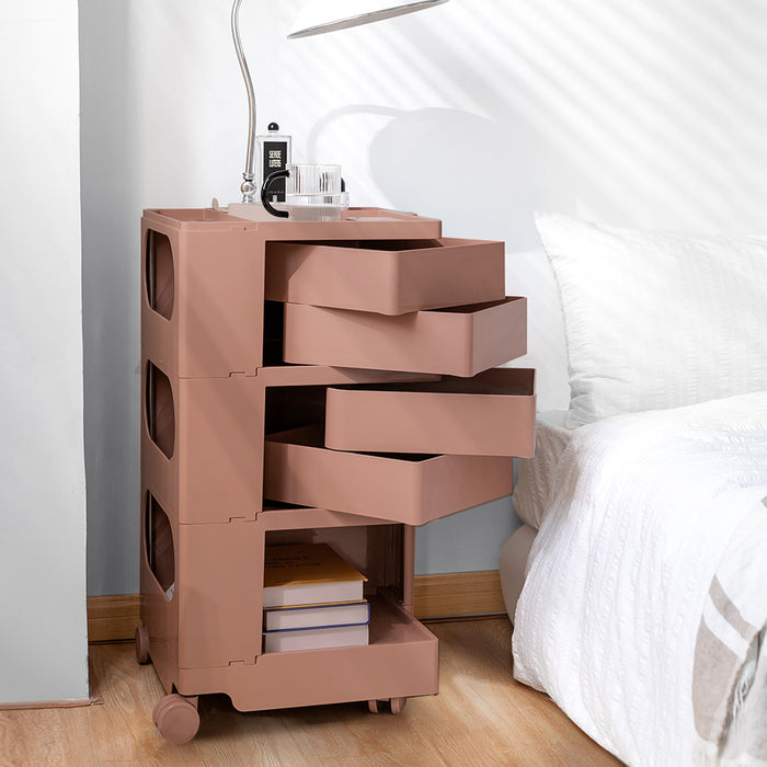 Bedside Table Side Tables Nightstand Organizer Replica Boby Trolley 5Tier Pink