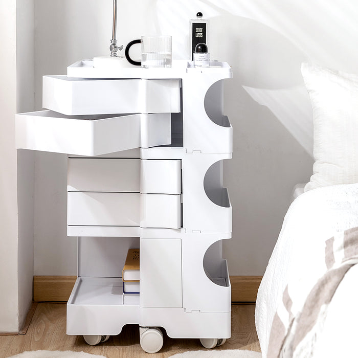 Bedside Table Side Tables Nightstand Organizer Replica Boby Trolley 5Tier White