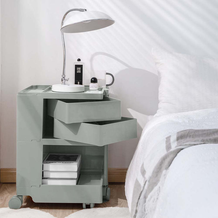 Bedside Table Side Tables Nightstand Organizer Replica Boby Trolley 3Tier Grey