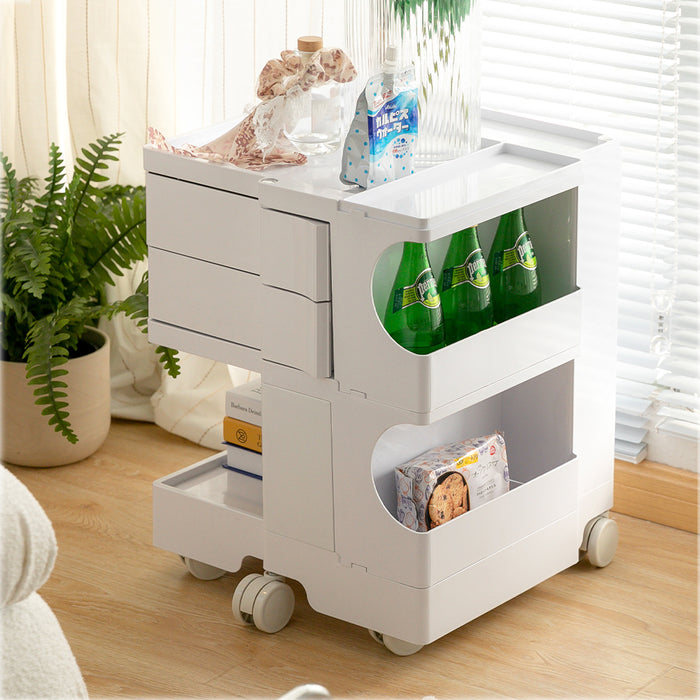 Bedside Table Side Tables Nightstand Organizer Replica Boby Trolley 3Tier White