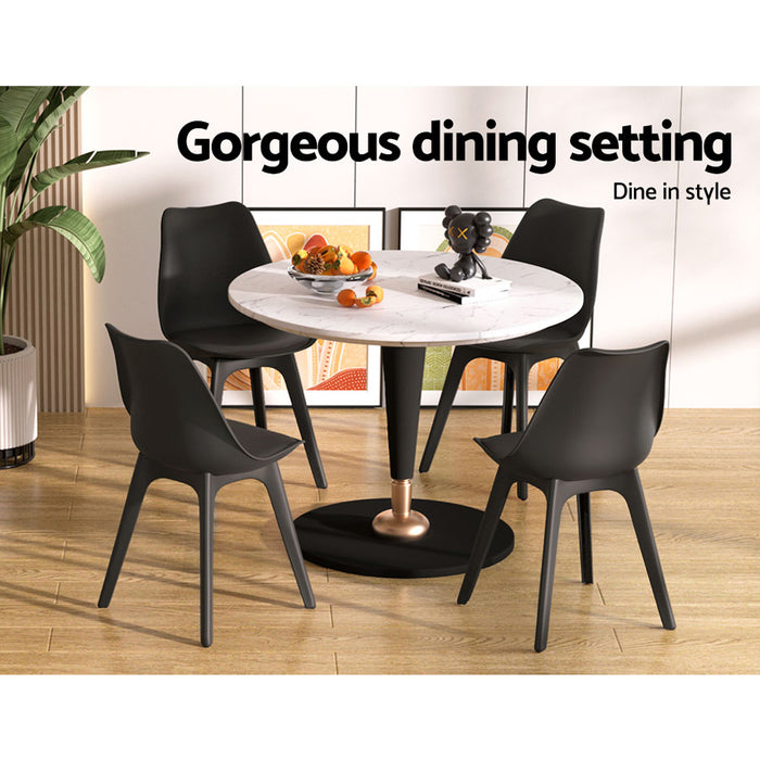 Set of 4 Retro Padded Dining Chair - Black