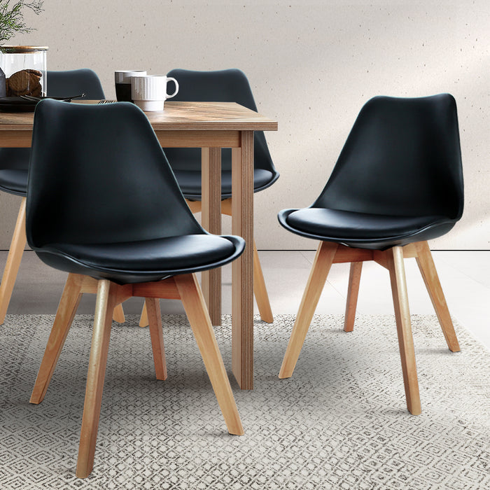 Set of 4 Padded Dining Chair - Black