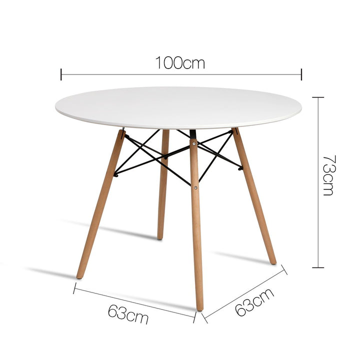 Dining Table 4 Seater Round Replica DSW Eiffel Kitchen Timber White