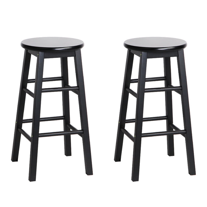 Beech Wood Bar Stools Black - Set of 2