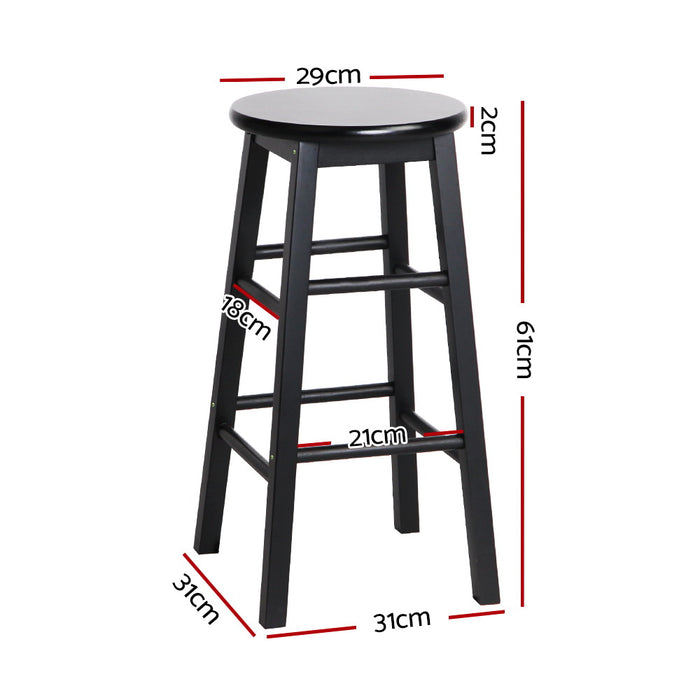 Beech Wood Bar Stools Black - Set of 2