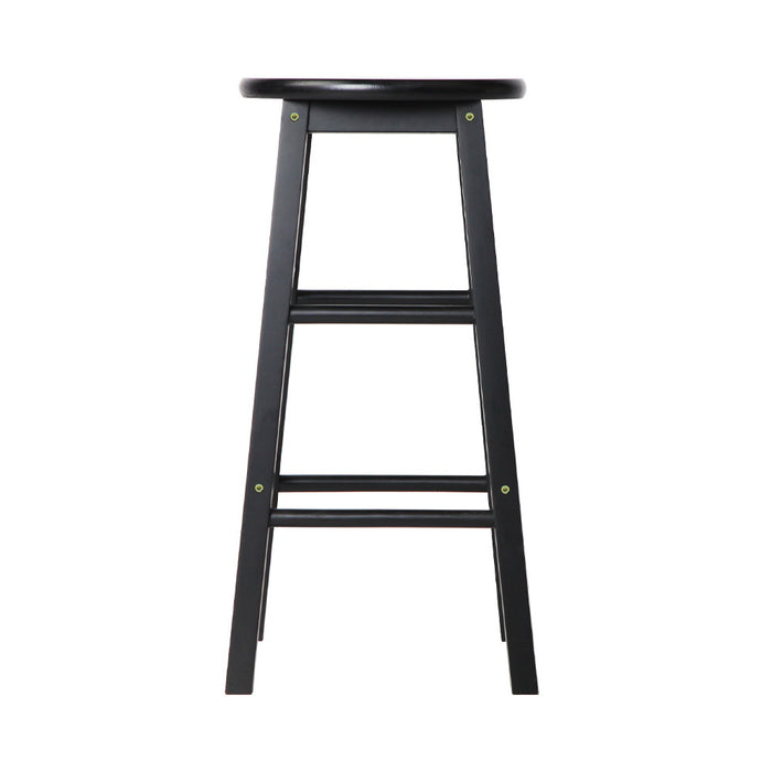 Beech Wood Bar Stools Black - Set of 2