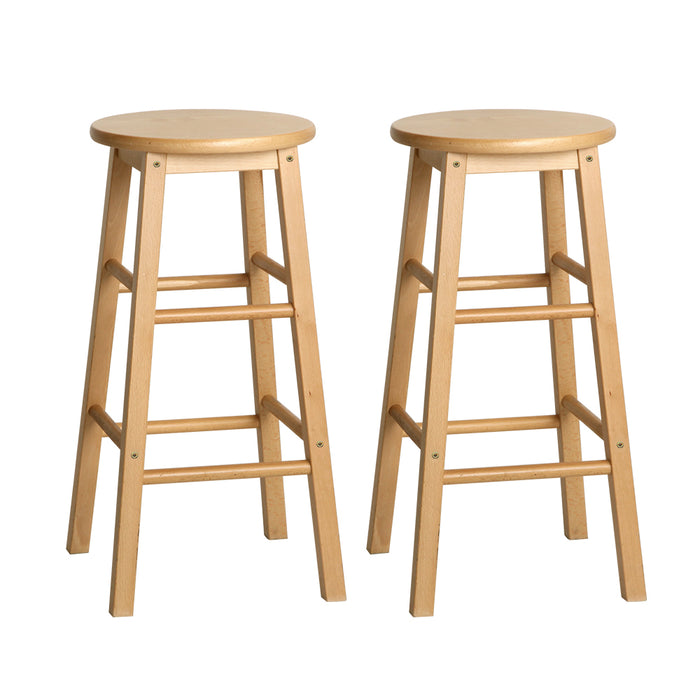 Beech Wood Bar Stools Natural - Set of 2