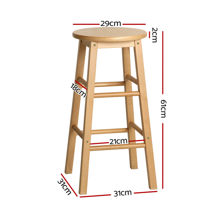 Beech Wood Bar Stools Natural - Set of 2