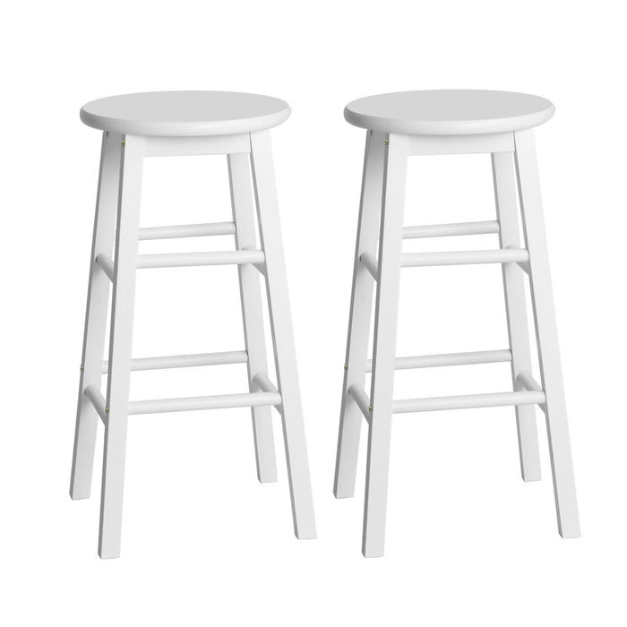 Beech Wood Bar Stools White - Set of 2