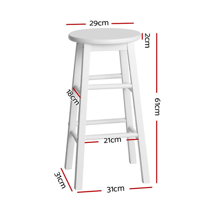 Beech Wood Bar Stools White - Set of 2