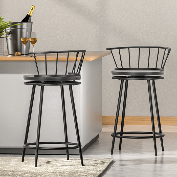 Metal Bar Stools Black - Set of 2