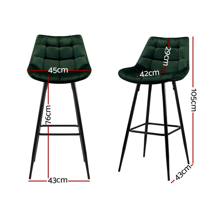 Velvet Betty Bar Stools Green - Set of 2