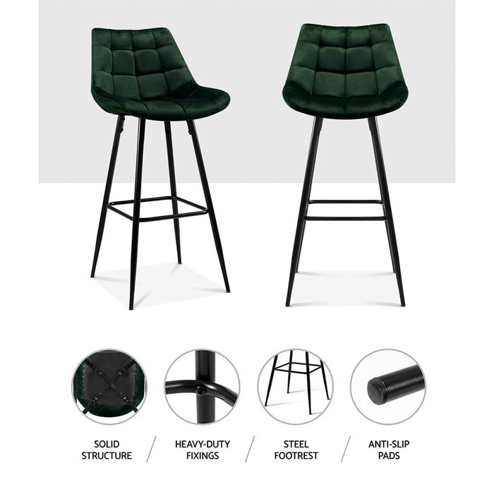 Velvet Betty Bar Stools Green - Set of 2