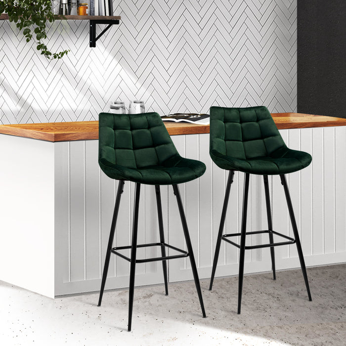 Velvet Betty Bar Stools Green - Set of 2