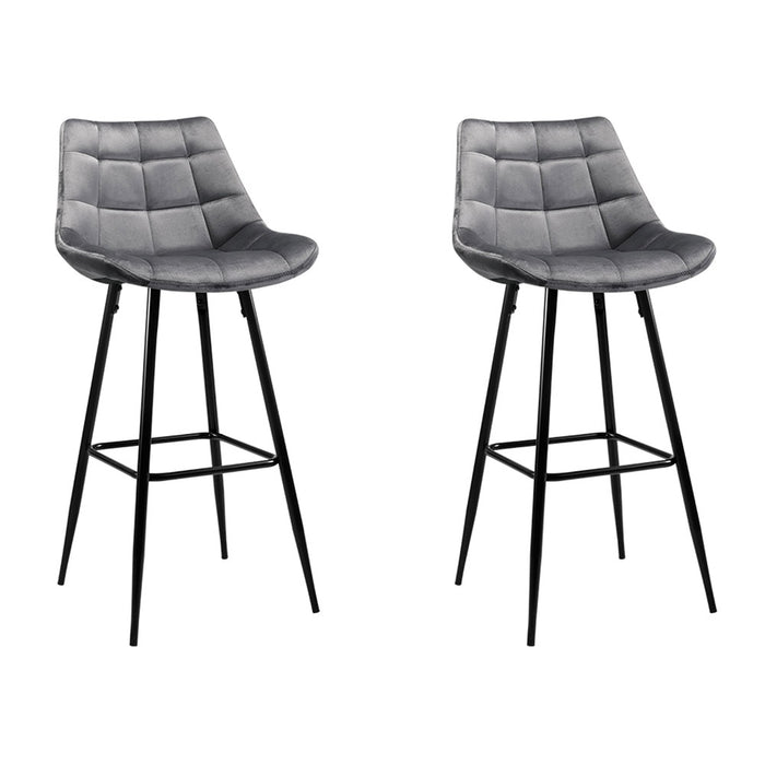 Velvet Betty Bar Stools Grey - Set of 2