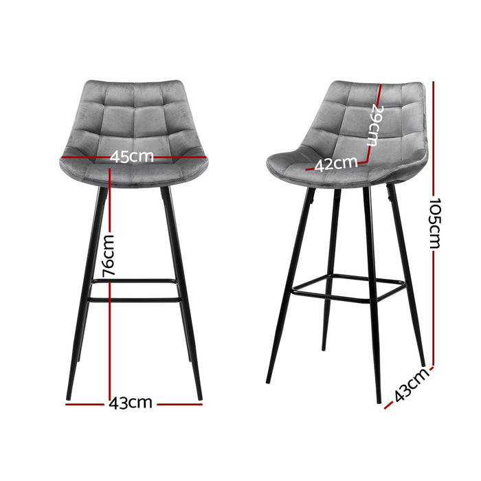 Velvet Betty Bar Stools Grey - Set of 2