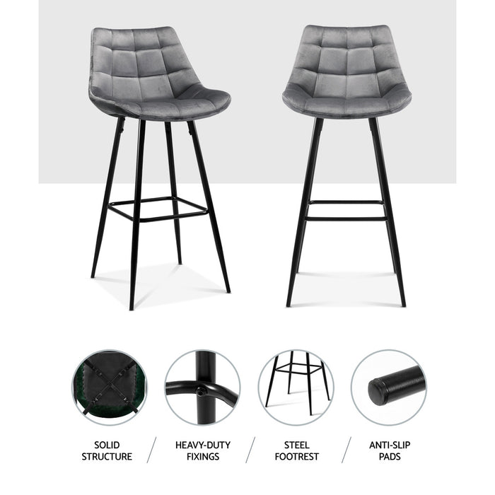 Velvet Betty Bar Stools Grey - Set of 2