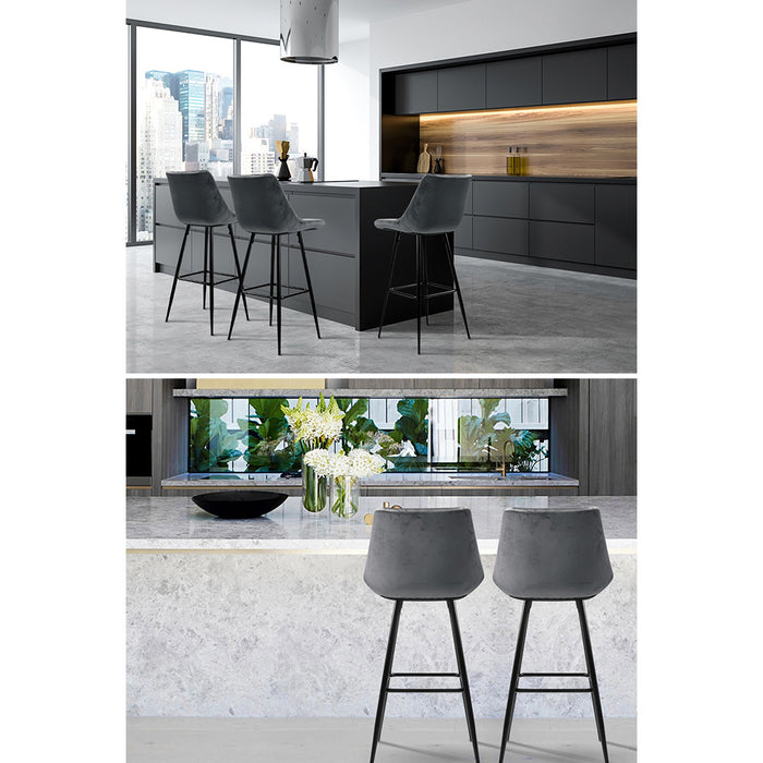 Velvet Betty Bar Stools Grey - Set of 2