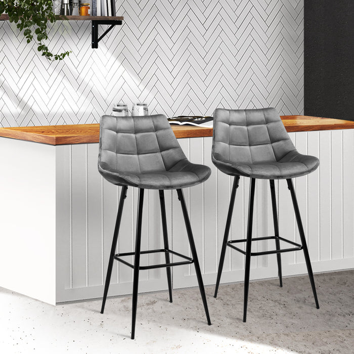 Velvet Betty Bar Stools Grey - Set of 2