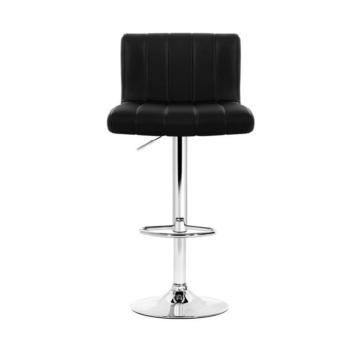 Set of 2 Line Style PU Leather Bar Stools - Black