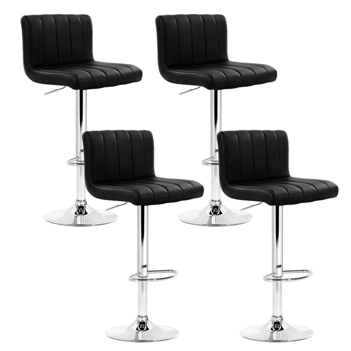 Set of 4 Line Style PU Leather Bar Stools - Black