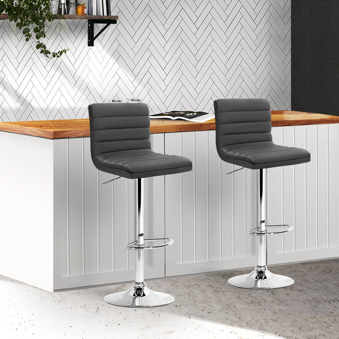 Set of 2 Bar Stools Kitchen Stool Dining Chairs Grey