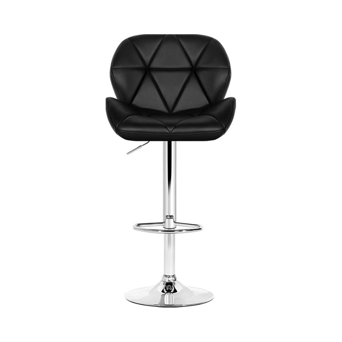 Set of 2 Kitchen Bar Stools - Black and Chrome