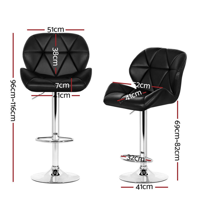 Set of 4 Kitchen Bar Stools - Black and Chrome