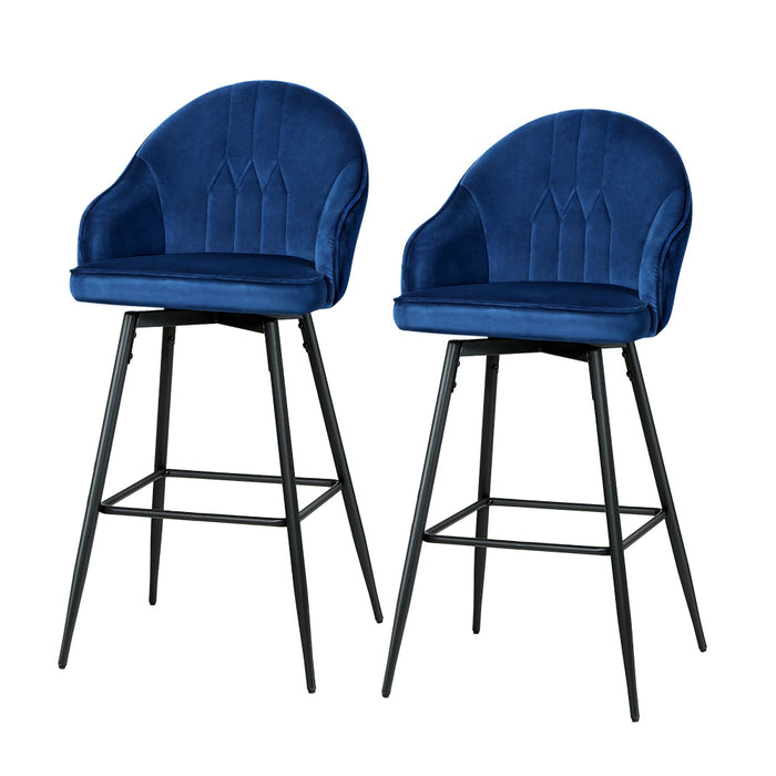 Velvet Mable Bar Stools Blue - Set of 2