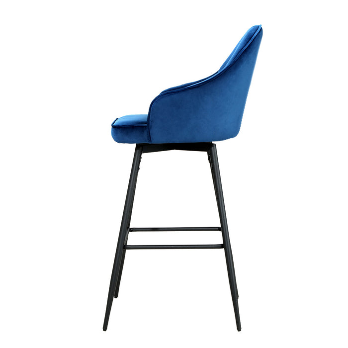 Velvet Mable Bar Stools Blue - Set of 2