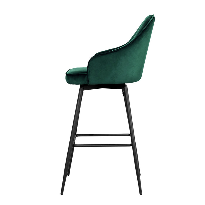 Velvet Mable Bar Stools Green - Set of 2