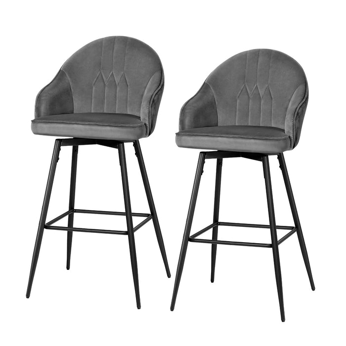 Velvet Mable Bar Stools Grey - Set of 2