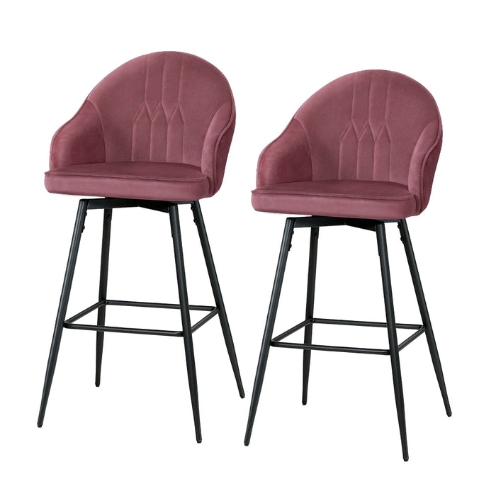 Velvet Mable Bar Stools Pink - Set of 2