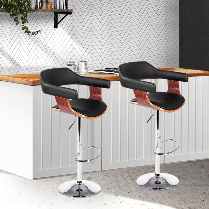 Edith Bar Stools Wood/Black - Set of 2