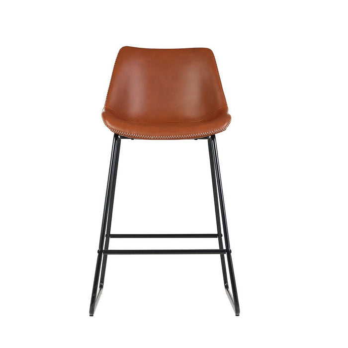 Leather Bar Stools Brown - Set of 2