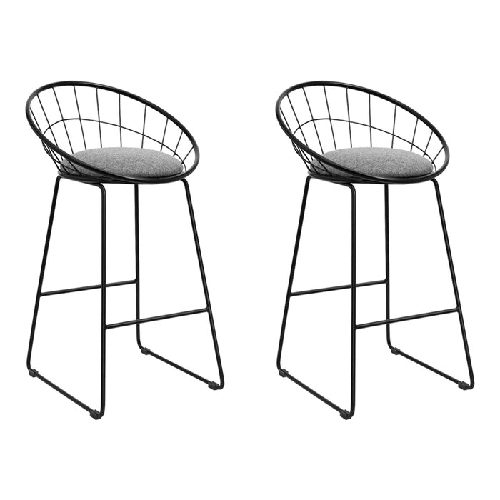 Classic Steel Bar Stools Grey - Set of 2