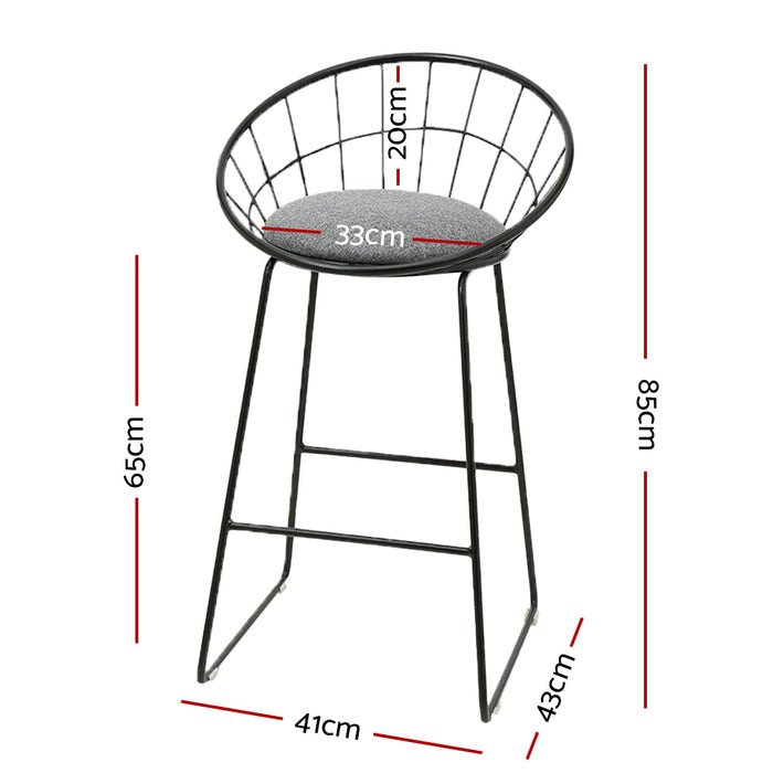 Classic Steel Bar Stools Grey - Set of 2