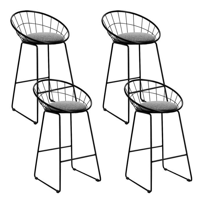 Classic Steel Bar Stools Grey - Set of 4