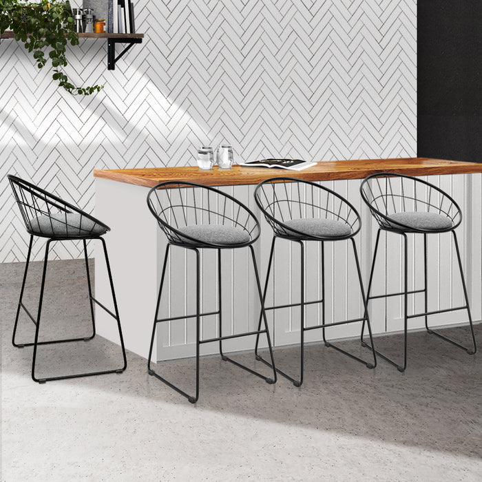 Classic Steel Bar Stools Grey - Set of 4