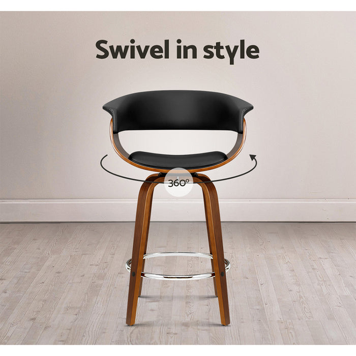 Swivel Bar Stool Wood/Black - Set of 1