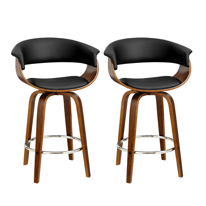 Swivel Bar Stools Wood/Black - Set of 2