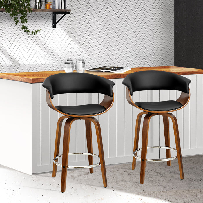 Swivel Bar Stools Wood/Black - Set of 2