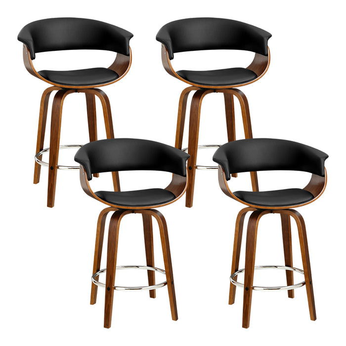 Swivel Bar Stools Wood/Black - Set of 4