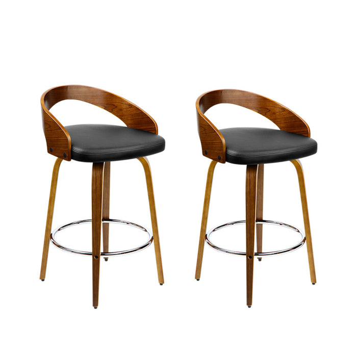 Walnut Bar Stools Brown - Set of 2