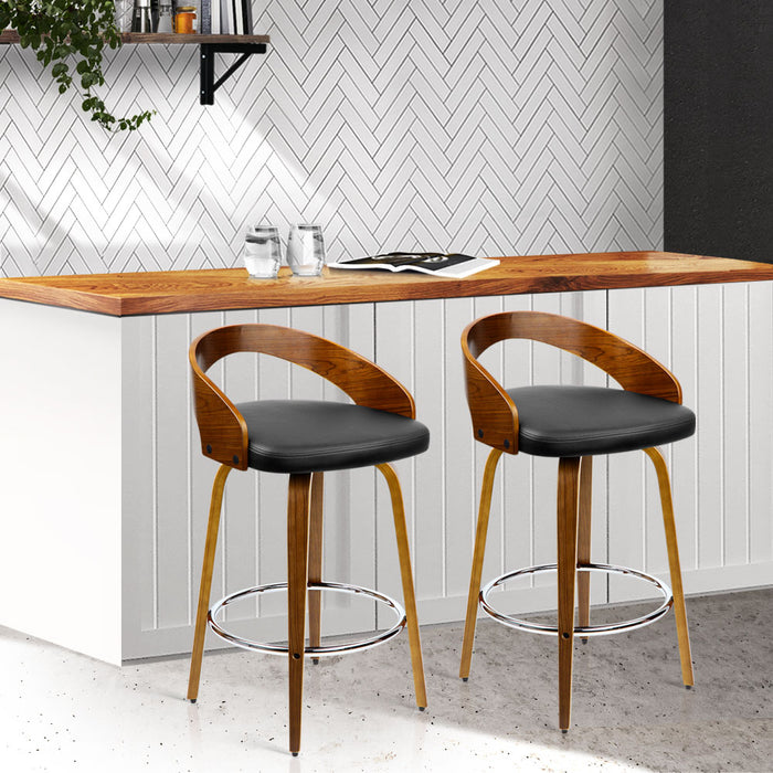 Walnut Bar Stools Brown - Set of 2