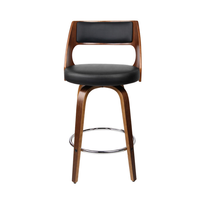 Wooden Leather Bar Stools - Set of 2