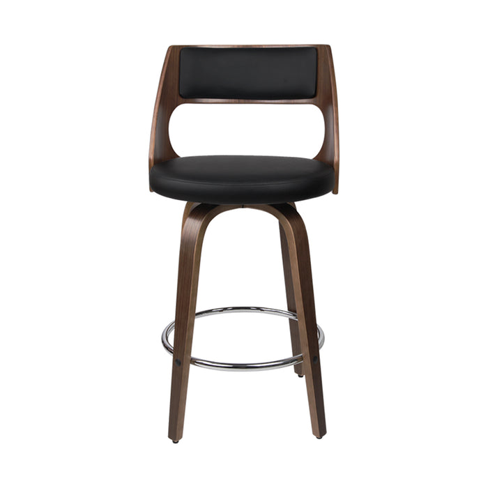 Wooden Leather Bar Stools - Set of 2