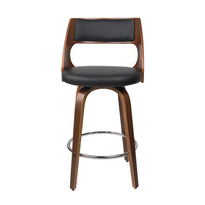 Wooden Leather Bar Stools - Set of 4