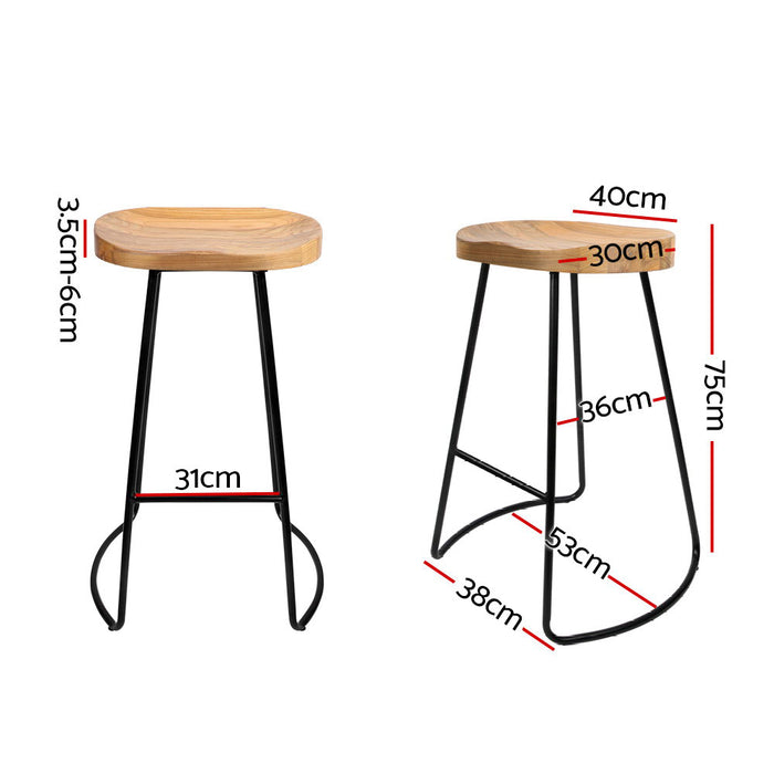 Elm Bar Stools Natural - Set of 4